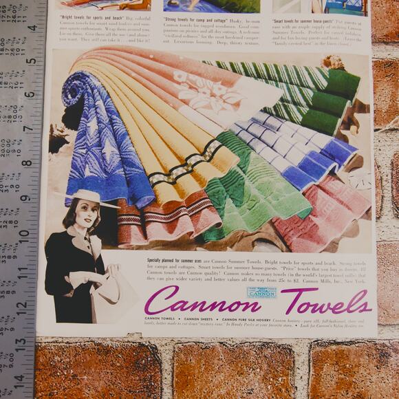 1940 Vintage Cannon Towels Print Ad Colorful Summer Towels Retro Home Decor - Picture 7 of 12